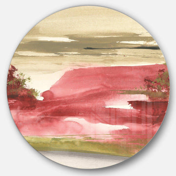 Red Rock I - Abstract Round Metal Wall Art